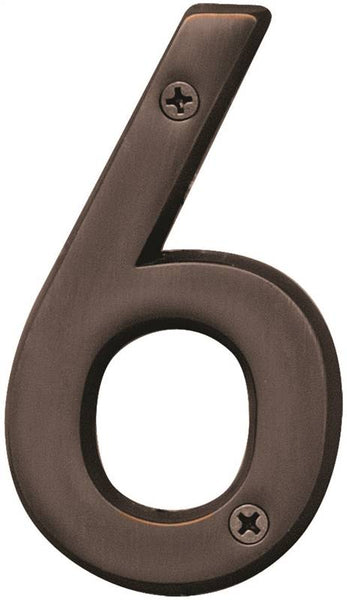HY-KO Prestige Series BR-42OWB/6 House Number, Character: 6, 4 in H Character, Bronze Character, Brass