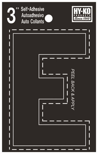 HY-KO 30400 Series 30415 Die-Cut Letter, Character: E, 3 in H Character, Black Character, Vinyl