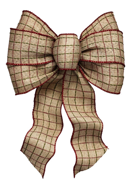 Holidaytrims 6127 Deluxe Bow, Rustic Plaid Design, Fabric