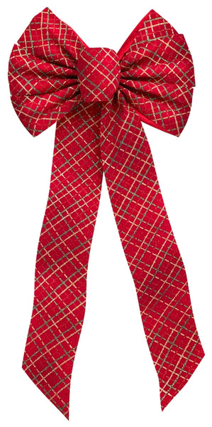 Holidaytrims 6061 Christmas Specialty Decoration, 1 in H, Glittering Bow Plaid, Velvet