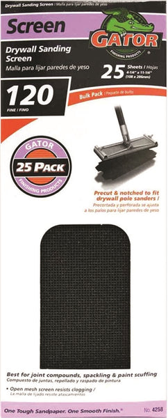 Gator 3302 Sanding Screen, 11-1/4 in L, 4-1/4 in W, 120 Grit, Medium, Silicone Carbide Abrasive