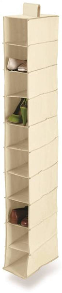 Honey-Can-Do SFT-01254 Closet Organizer, 12 in W, 54 in H, 10-Shelf, Canvas, Beige