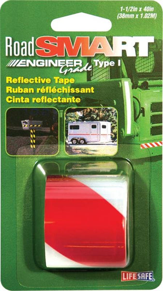 INCOM RE821 Reflective Tape, 40 in L, 1-1/2 in W, Red/Silver