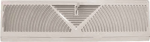ProSource BB-18W Baseboard Register, 18 in L, 4-1/2 in W, 60 deg Air Deflection, Steel, White