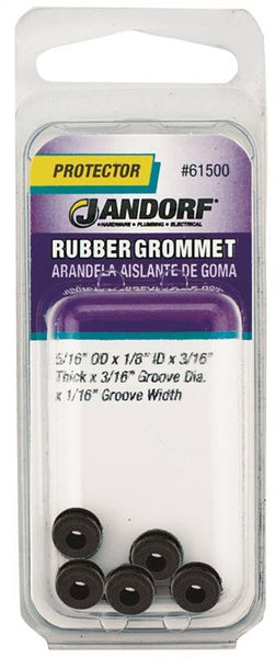 Jandorf 61500 Grommet, Rubber, Black, 3/16 in Thick Panel