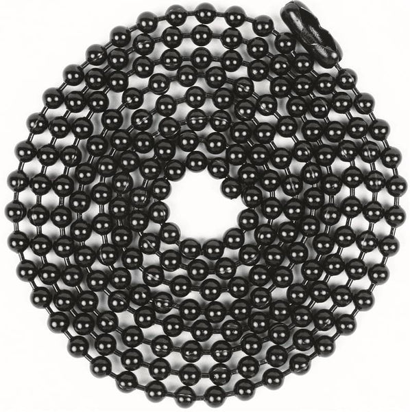 Jandorf 60371 Beaded Chain with Connector, 3 ft L, Black