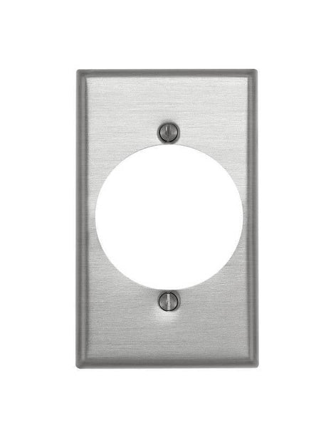 Leviton 83028 Wallplate, 4-1/2 in L, 2-3/4 in W, 1-Gang, Aluminum, Silver, Satin, Flush Mounting