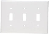 Leviton 001-88011-000 Non-Metallic Wallplate, 4-1/2 in L, 2-3/4 in W, 3 -Gang, Thermoset, White, Smooth