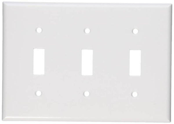 Leviton 001-88011-000 Non-Metallic Wallplate, 4-1/2 in L, 2-3/4 in W, 3 -Gang, Thermoset, White, Smooth