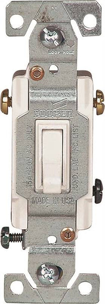 Eaton Wiring Devices 1303-7W Toggle Switch, 15 A, 120 V, Polycarbonate Housing Material, White