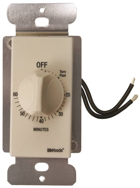 Woods 59718 Countdown Timer, 20 A, 125 V, 2500 W, 60 min Time Setting, Light Almond
