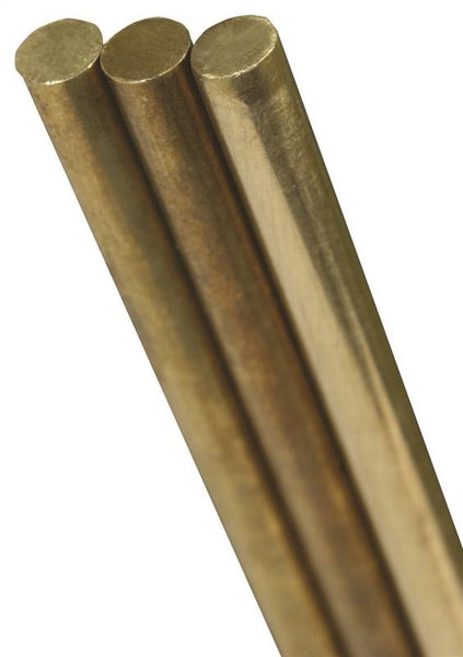 K & S 8163 Decorative Metal Rod, 3/32 in Dia, 12 in L, 260 Brass, 260 Grade