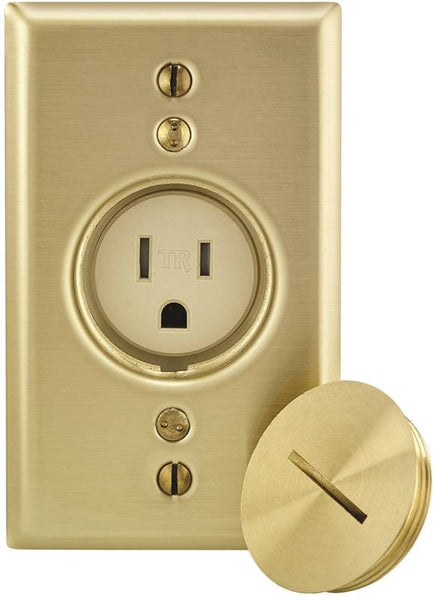 Leviton 021-T5250-00B Single Floor Receptacle, 2 -Pole, 125 V, 15 A, Back and Side Wiring, NEMA: NEMA 5-15R, Ivory