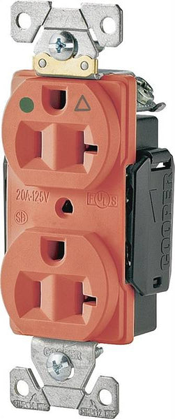 Eaton Cooper Wiring IG8300 IG8300RN Duplex Receptacle, 2 -Pole, 20 A, 125 V, Back, Side Wiring, NEMA: 5-20R