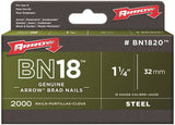 Arrow BN1820CS Brad Nail, 1-1/4 in L, Steel, Natural, Smooth Shank