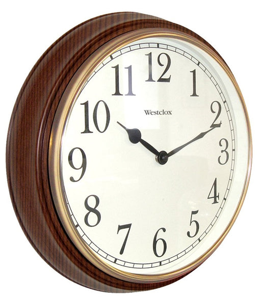 Westclox Classic Series 73004P Clock, Round, Woodgrain Frame, Plastic Clock Face, Analog