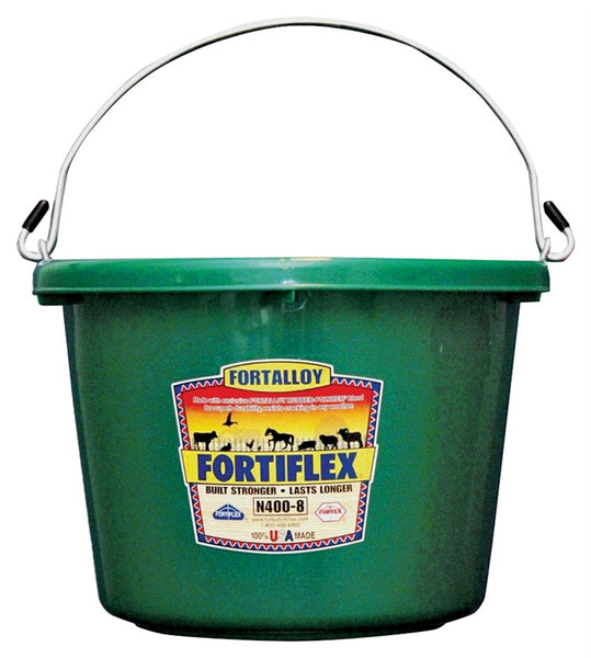 FORTEX-FORTIFLEX N4008GR Utility Pail, 8 qt Volume, Fortalloy Rubber Polymer, Green