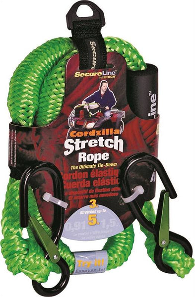 Wellington CZB3 Stretch Rope, 8 mm Dia, 3 ft L, Polypropylene, Green