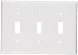 Leviton 001-88011-000 Non-Metallic Wallplate, 4-1/2 in L, 2-3/4 in W, 3 -Gang, Thermoset, White, Smooth