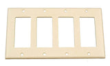 Decora 80412-T Wallplate, 4-1/2 in L, 8.18 in W, 4 -Gang, Thermoset Plastic, Light Almond, Smooth