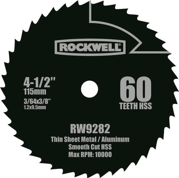 ROCKWELL RW9282 Circular Saw Blade, 4-1/2 in Dia, 3/8 in Arbor, 60-Teeth