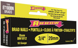 Arrow BN1812BCS Brad Nail, 3/4 in L, Steel, Plain, Smooth Shank