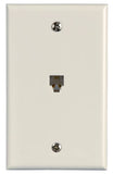 Zenith TW1001SW Telephone Wallplate, 4-1/2 in L, 2-3/4 in W, 1 -Gang, White