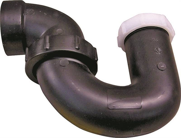 Thrifco Plumbing 6793221 P-Trap, 1-1/2 in, Hub, ABS, Black