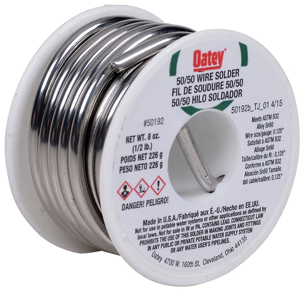 Oatey 50192 Leaded Solder, 1/2 lb, Solid, Silver, 361 to 421 deg F Melting Point