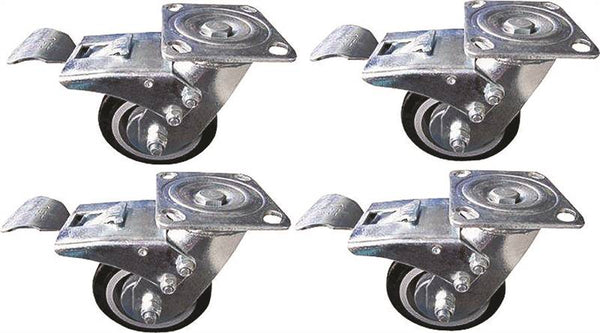 Vulcan YTL-002-742 Caster Set, 5 in Dia Wheel, 2 in Thick Wheel, 300 lbs Load, PU & Steel, Black & Silver