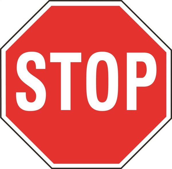HY-KO HW-31 Traffic Sign, Stop, White Legend, Aluminum, 18 in W x 18 in H Dimensions