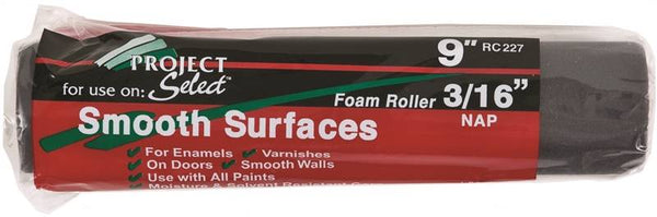 Linzer RC 227 Paint Roller Cover, 3/16 in Thick Nap, 9 in L, Foam Cover
