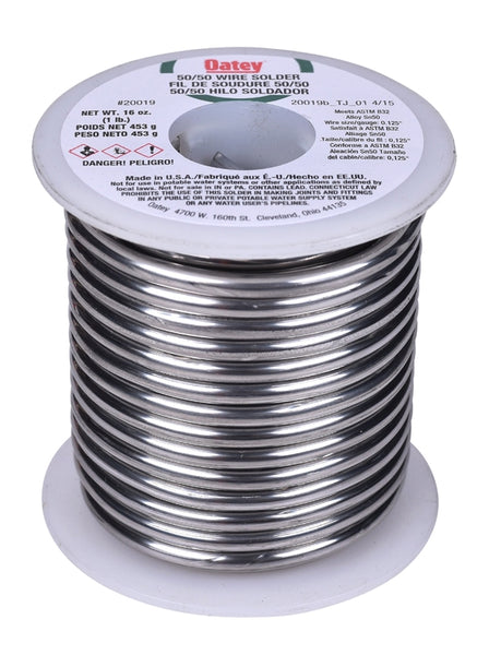 Oatey 20019 Leaded Solder, 1 lb, Solid, Silver, 361 to 421 deg F Melting Point