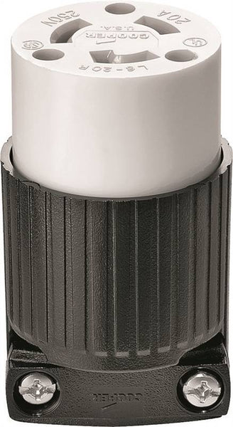 Eaton Wiring Devices L620C Electrical Connector, 2 -Pole, 20 A, 250 V, NEMA: NEMA L6-20, Black/White