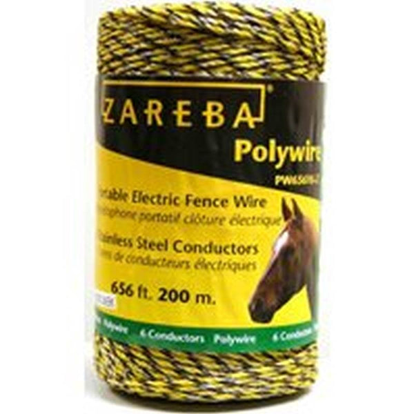 Zareba PW656Y6-Z Polywire, Stainless Steel Conductor, Yellow, 656 ft L