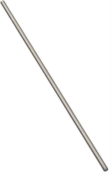 Stanley Hardware N179-317 Threaded Rod, 1/4-20 Thread, 12 in L, A Grade, Steel, Zinc, UNC Thread