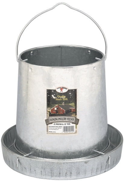 Little Giant 9112 Poultry Feeder, 12 lb Capacity, Rolled Edge, Galvanized Steel