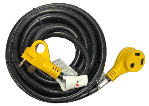 US Hardware RV-687 Extension Cord, 10 AWG Cable, 25 ft L, Plug, Female, Black Jacket