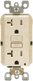 Leviton R96-GFTR2-0KT GFCI Duplex Receptacle, 2 -Pole, 20 A, 125 V, Back, Side Wiring, NEMA: 5-20R, Light Almond