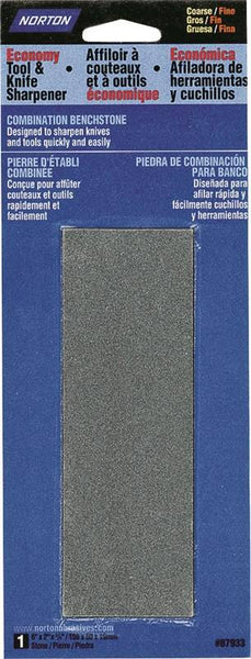 NORTON 87933 Sharpening Stone, 6 in L, 2 in W, 3/4 in Thick, Coarse/Fine, Silicone Carbide Abrasive