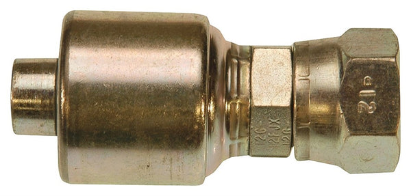 GATES MegaCrimp G25170-0812 Hose Coupling, 1-1/16-12, Crimp x JIC, Straight Angle, Steel, Zinc