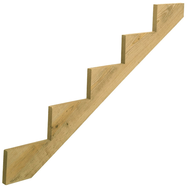 UFP 279714 Stair Stringer, 59.77 in L, 11-1/4 in W, 5-Step, Wood, Yellow, Treated
