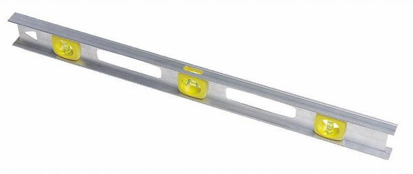 STANLEY 42-074 I-Beam Level, 24 in L, 3 -Vial, 1 -Hang Hole, Non-Magnetic, Aluminum, Silver
