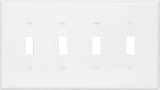 Eaton Wiring Devices PJ4W Wallplate, 4-7/8 in L, 8.56 in W, 4 -Gang, Polycarbonate, White, High-Gloss