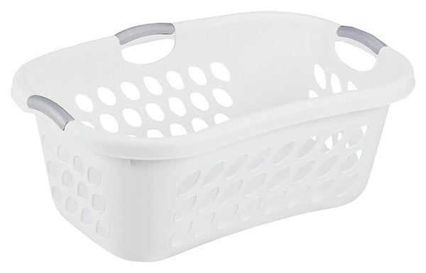 Sterilite Ultra 12108006 Laundry Basket, 1.25 bu Capacity, Plastic, White, 1-Compartment
