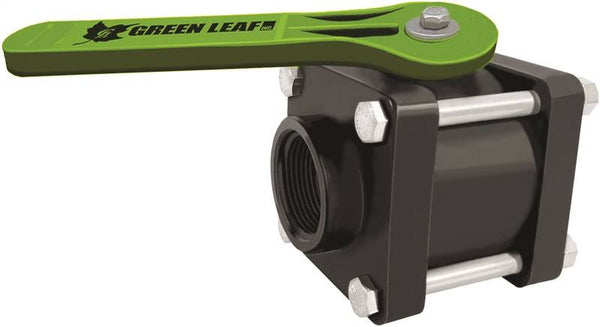 GREEN LEAF V150FP Ball Valve, 1-1/2 in Connection, Female NPT, 150 psi Pressure, Manual Actuator, Polypropylene Body