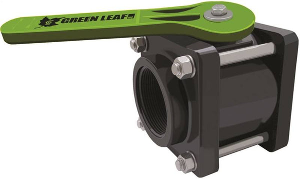 GREEN LEAF V204FP Ball Valve, 2 in Connection, Female NPT, 100 psi Pressure, Manual Actuator, Polypropylene Body