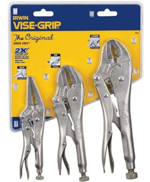 IRWIN 323S Locking Pliers Set, 3-Piece, Alloy Steel, Silver