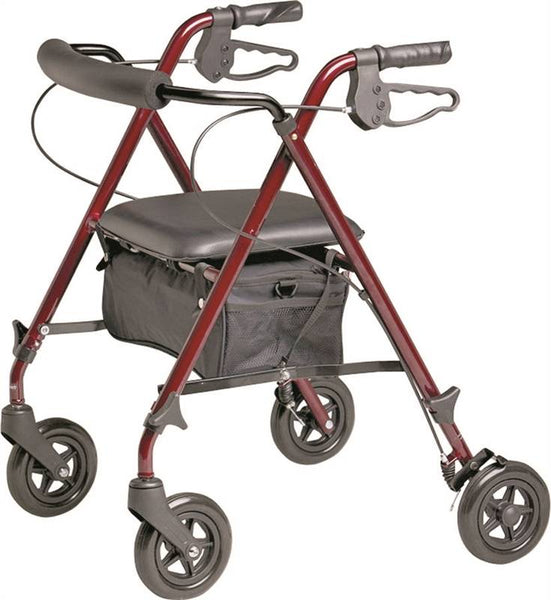 CURAD MDS86825SLR Rollator, 29-1/2 to 36 in H, Burgundy