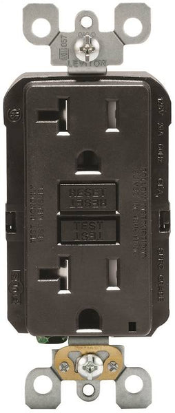 Leviton R95-GFTR2-0KE GFCI Duplex Receptacle, 2 -Pole, 20 A, 125 V, Back, Side Wiring, NEMA: 5-20R, Black
